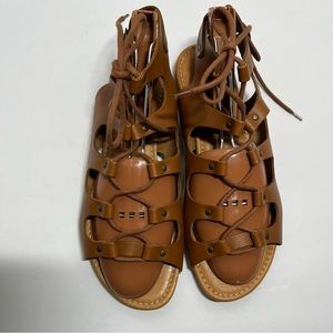 Bella Vita Oriana Ghillie Gladiator Leather Lace Up Buckle strap Closure 8.5